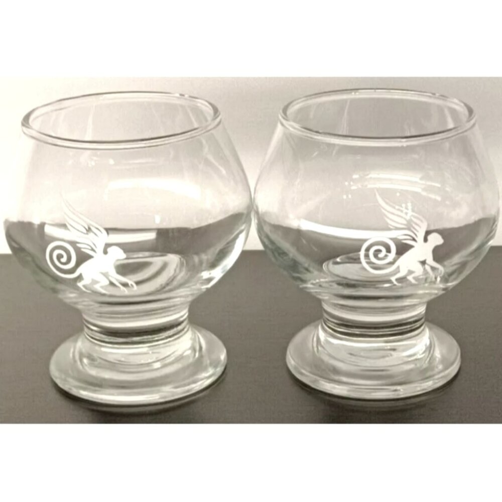 Flying Monkeys Stemmed Beer Tasting Sampling Glasses 5oz. set of 2